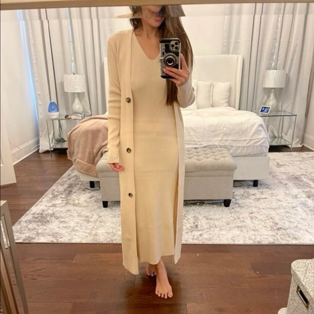Sleeveless Sweater Dress and Button Front Cardigan